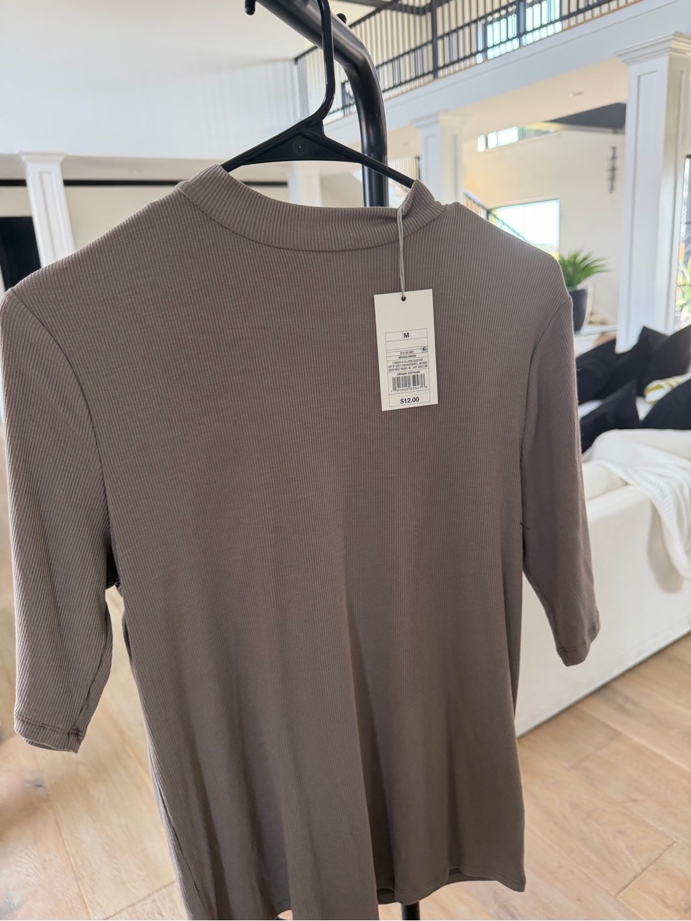 a new day Short Sleeve Ribbed Tee - Taupe Gray